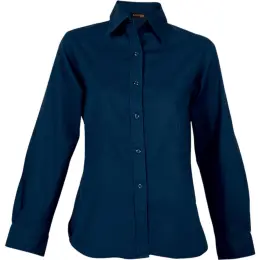 Navy Brushed Cotton Twill Blouse Long Sleeve Ladies